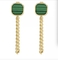 acciaio inossidabile verde lungo dell'oro di 45cm Gem Pendant Earrings Studs 18K